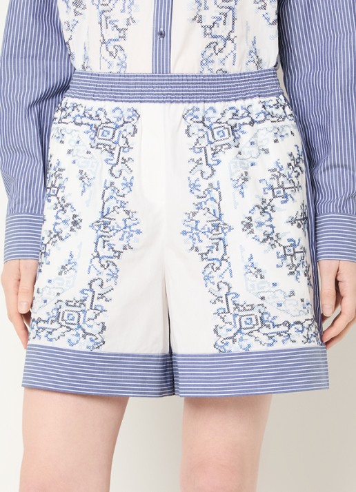 Claudie Pierlot Erina high waist wide fit korte broek met borduring