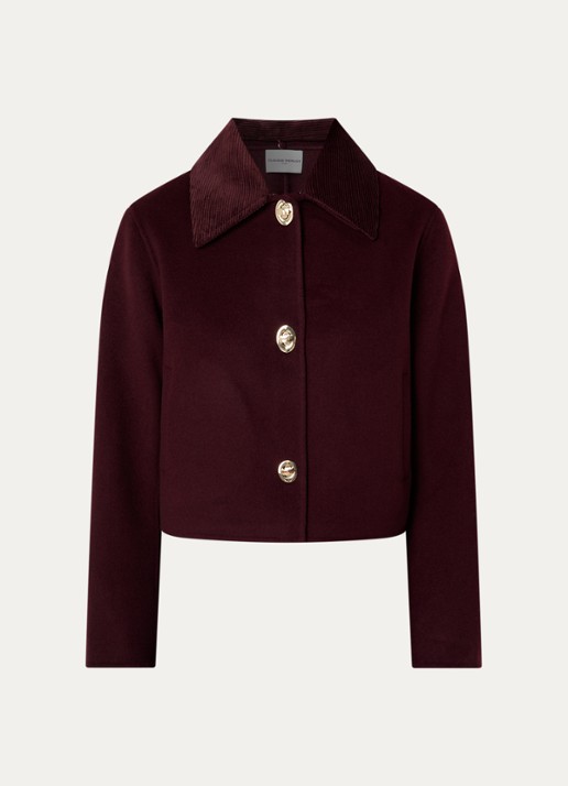 Claudie Pierlot Fijngebreid jack in wolblend - voorkant 3 bordeauxrood