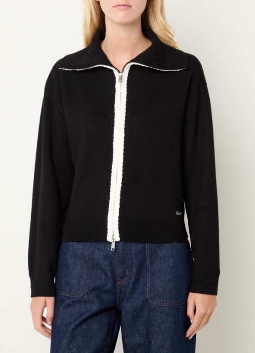 Claudie Pierlot Fijngebreid vest in wolblend met logoborduring
