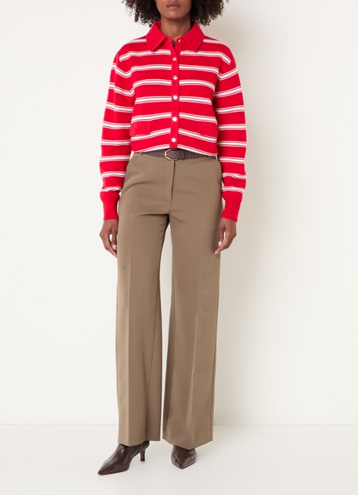 Claudie Pierlot Fijngebreid vest met streepprint - voorkant 3 rood