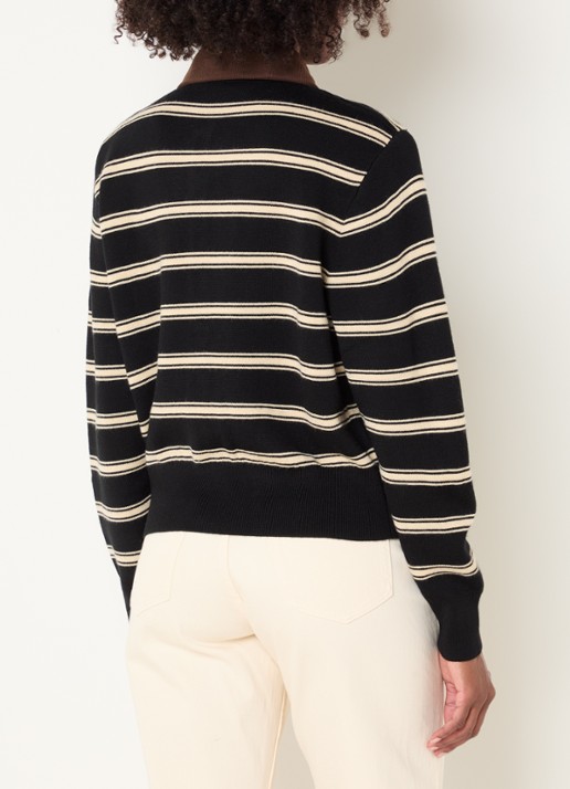Claudie Pierlot Fijngebreid vest met streepprint - achterkant 2 zwart