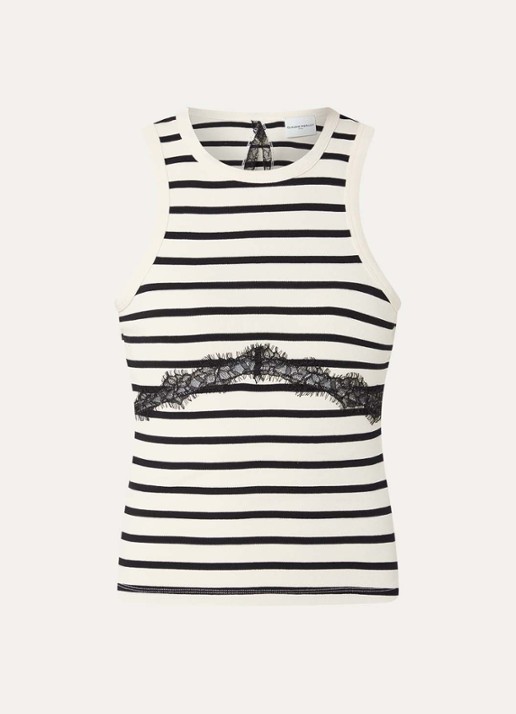 Claudie Pierlot Fijngebreide tanktop met rugdecolleté en details van kant - voorkant 3 wit