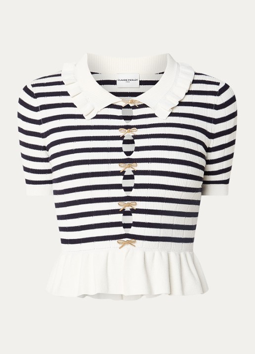 Claudie Pierlot Fijngebreide top met cut-out detail - voorkant wit