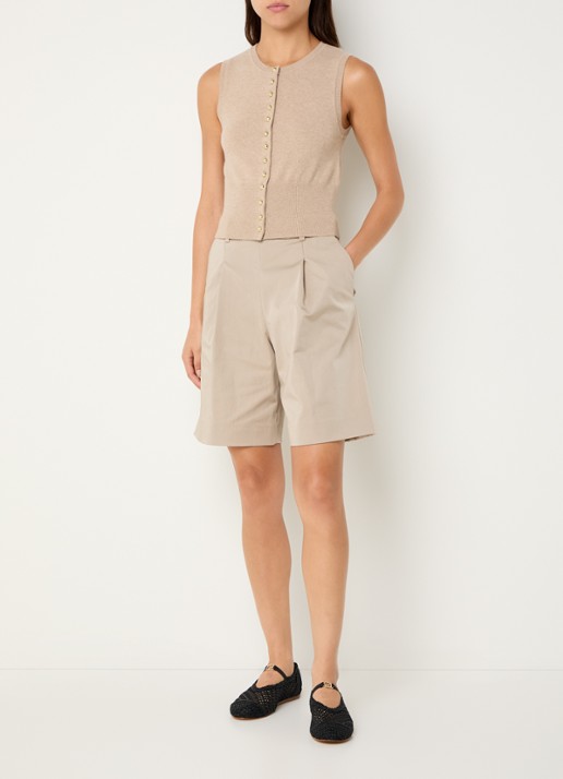 Claudie Pierlot Fijngebreide top van wol - voorkant 2 beige