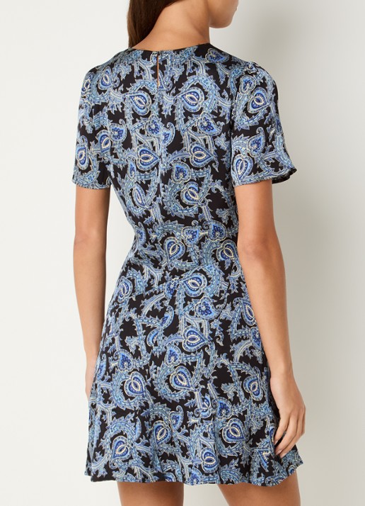 Claudie Pierlot Fonce mini jurk met paisley dessin - achterkant 2 donkerblauw