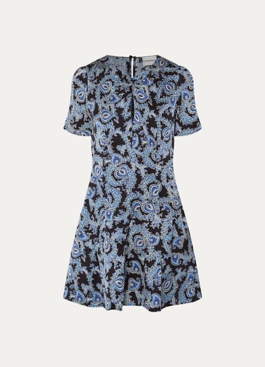 Claudie Pierlot Fonce mini jurk met paisley dessin - voorkant 3 donkerblauw
