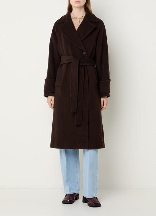 Claudie Pierlot Gama mantel in wolblend met strikceintuur