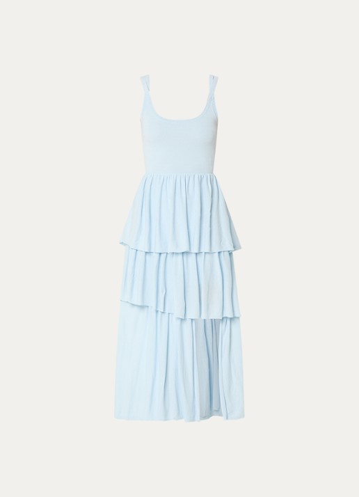 Claudie Pierlot Gelaagde midi jurk - voorkant 2 lichtblauw
