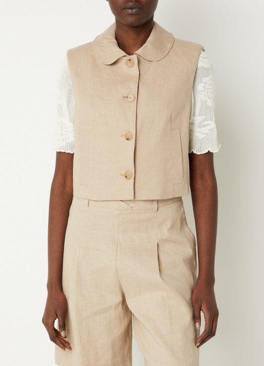 Claudie Pierlot Gilet in linnenblend met steekzakken