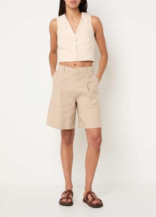Claudie Pierlot Gilet met V-hals - voorkant 2 creme