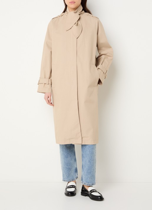 Claudie Pierlot Gisele trenchcoat met steekzakken - voorkant 2 beige
