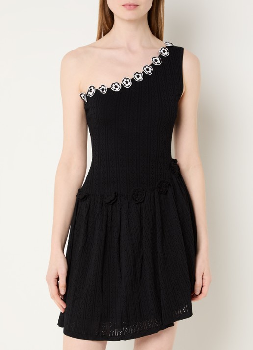 Claudie Pierlot Grofgebreide mini jurk met applicatie