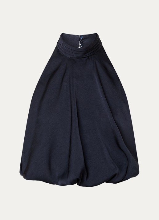 Claudie Pierlot Haltertop van satijn - voorkant 2 donkerblauw