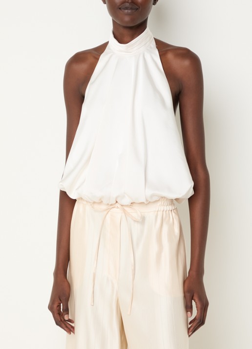 Claudie Pierlot Haltertop van satijn - detail 4 gebroken wit