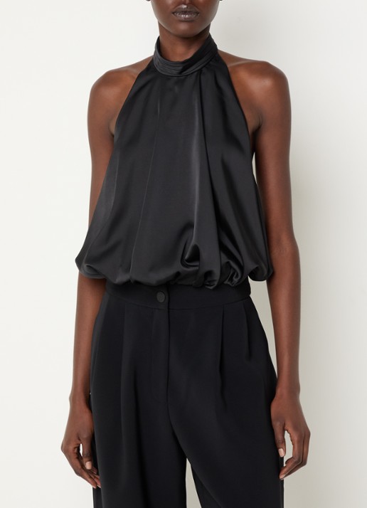 Claudie Pierlot Haltertop van satijn - detail 4 zwart