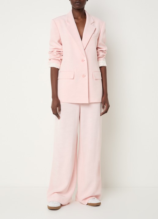 Claudie Pierlot High waist loose fit broek met elastische band - voorkant 4 lichtroze