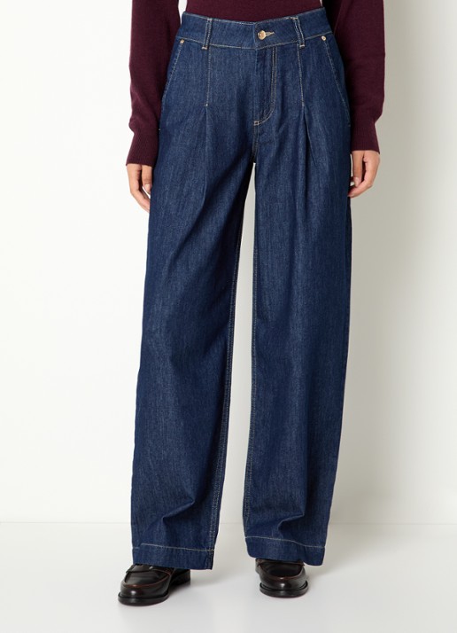 Claudie Pierlot High waist loose fit jeans met donkere wassing - detail 2 indigo