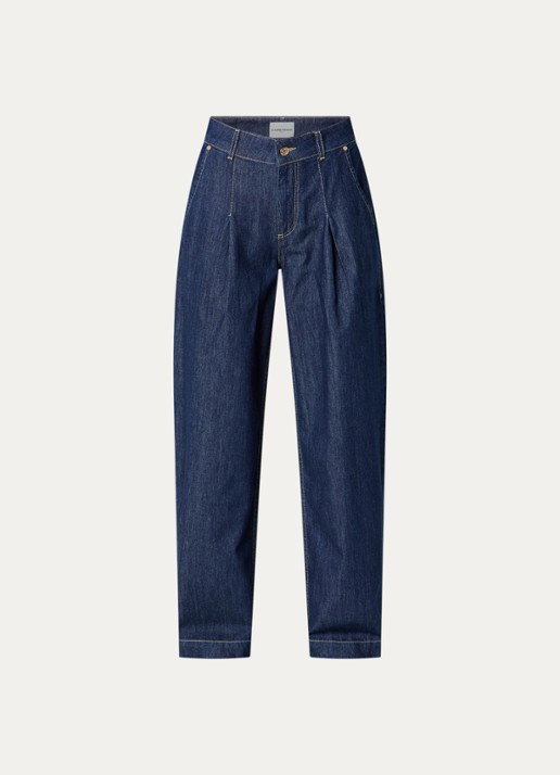 Claudie Pierlot High waist loose fit jeans met donkere wassing - voorkant 4 indigo