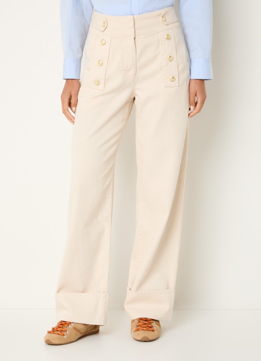 Claudie Pierlot High waist loose fit jeans met gekleurde wassing - detail 2 beige