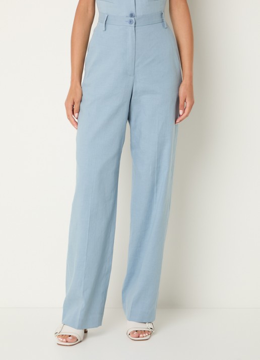 Claudie Pierlot High waist loose fit pantalon in linnenblend