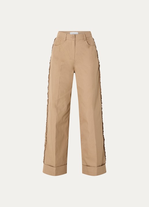 Claudie Pierlot High waist loose fit pantalon met steekzakken - voorkant camel