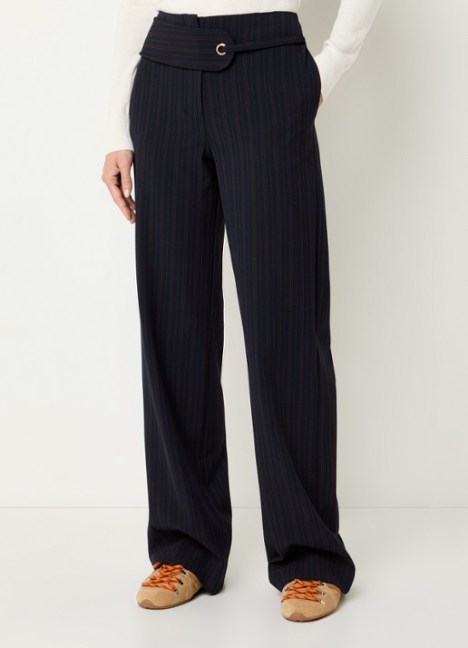 Claudie Pierlot High waist loose fit pantalon met streepprint en steekzakken