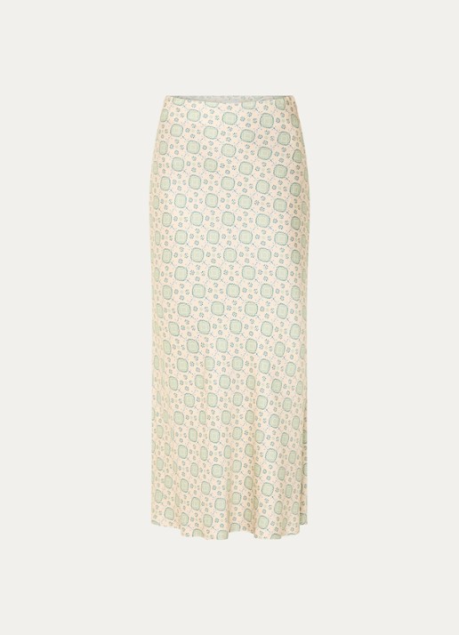 Claudie Pierlot High waist midi rok met print - voorkant 2 lindegroen