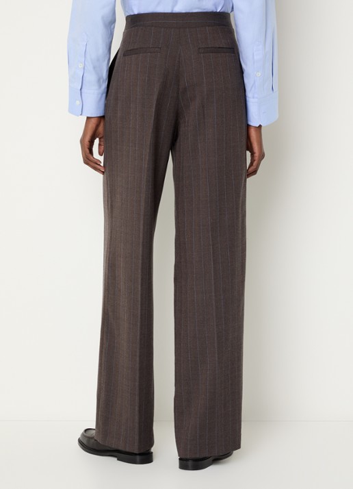 Claudie Pierlot High waist straight fit broek in wolblend - achterkant 3 donkerbruin