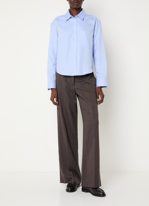 Claudie Pierlot High waist straight fit broek in wolblend - voorkant 2 donkerbruin