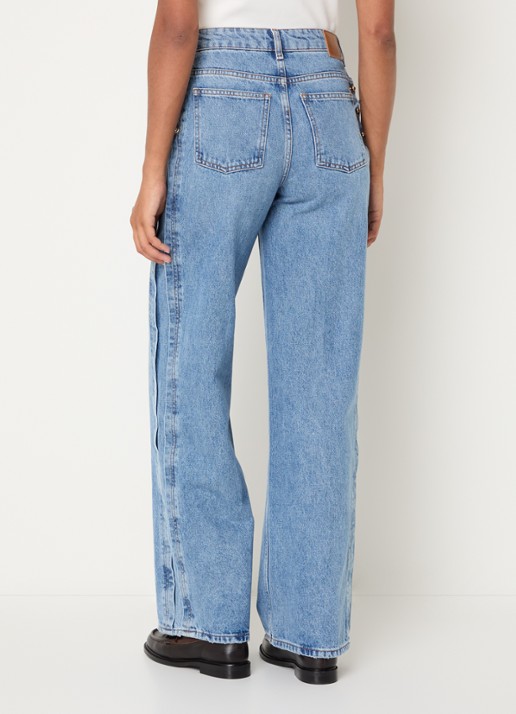 Claudie Pierlot High waist straight fit jeans met lichte wassing - achterkant 3 indigo