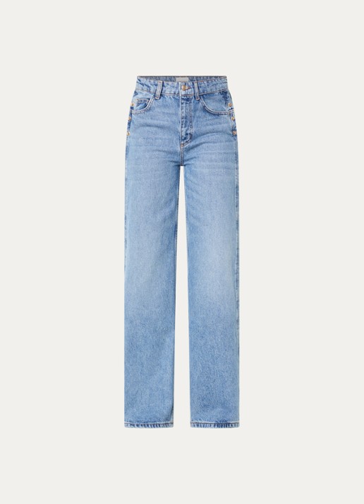 Claudie Pierlot High waist straight fit jeans met lichte wassing - voorkant 4 indigo