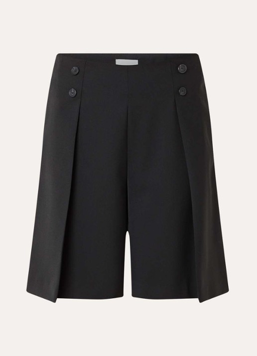 Claudie Pierlot High waist straight fit korte broek in wolblend met steekzakken - voorkant zwart