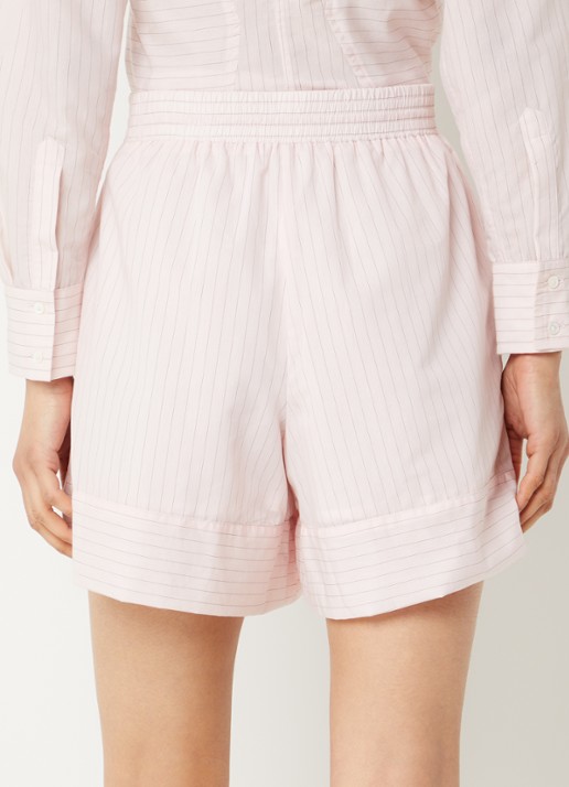 Claudie Pierlot High waist straight fit korte broek met streepprint - achterkant 2 lichtroze