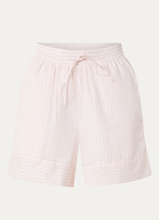 Claudie Pierlot High waist straight fit korte broek met streepprint - voorkant 3 lichtroze