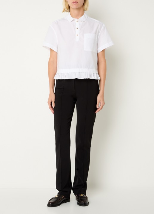 Claudie Pierlot High waist straight fit pantalon met stretch - voorkant 4 zwart
