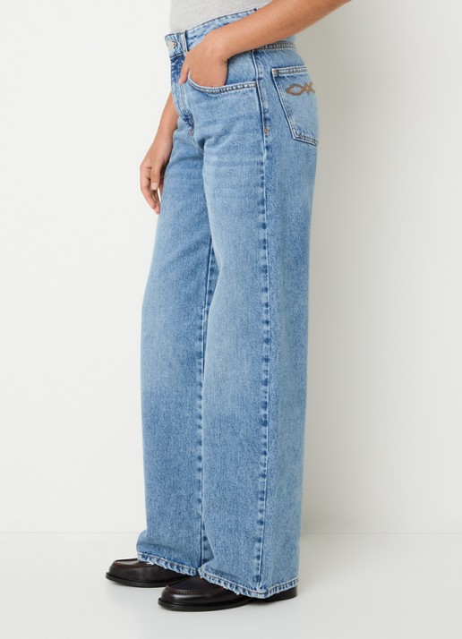 Claudie Pierlot High waist straight leg jeans met lichte wassing - detail 2 indigo