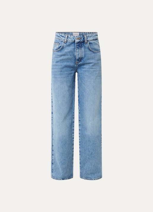 Claudie Pierlot High waist straight leg jeans met lichte wassing - voorkant 4 indigo