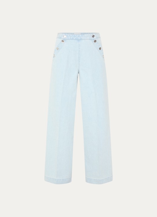 Claudie Pierlot High waist straight leg jeans met lichte wassing - voorkant indigo