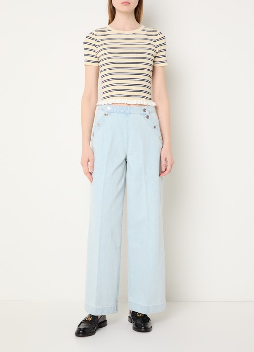Claudie Pierlot High waist straight leg jeans met lichte wassing - voorkant 2 indigo