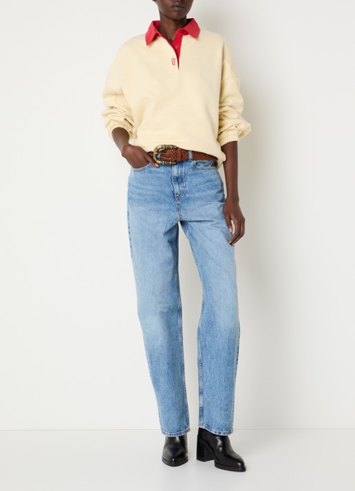 Claudie Pierlot High waist straight leg jeans met medium wassing - voorkant 3 indigo