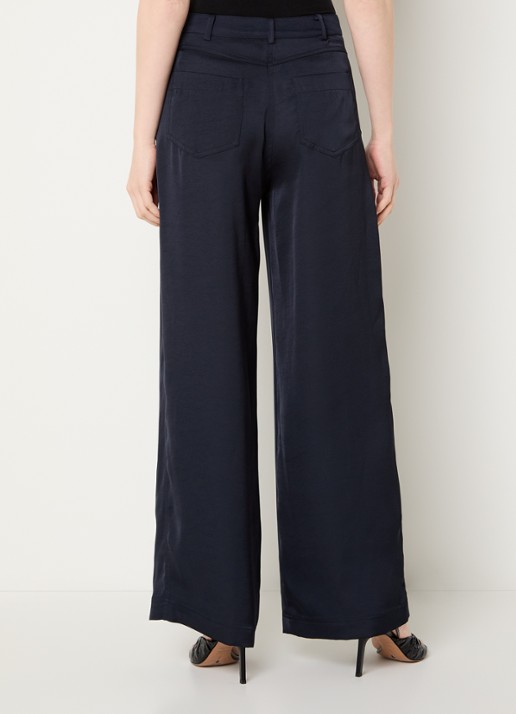Claudie Pierlot High waist straight leg pantalon met steekzakken - achterkant donkerblauw