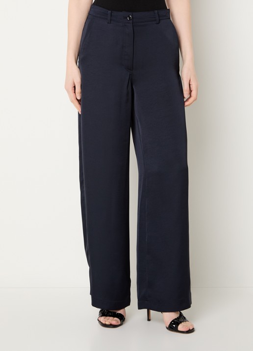 Claudie Pierlot High waist straight leg pantalon met steekzakken - detail 4 donkerblauw