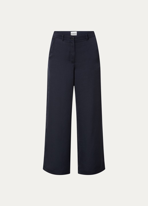 Claudie Pierlot High waist straight leg pantalon met steekzakken - voorkant 2 donkerblauw