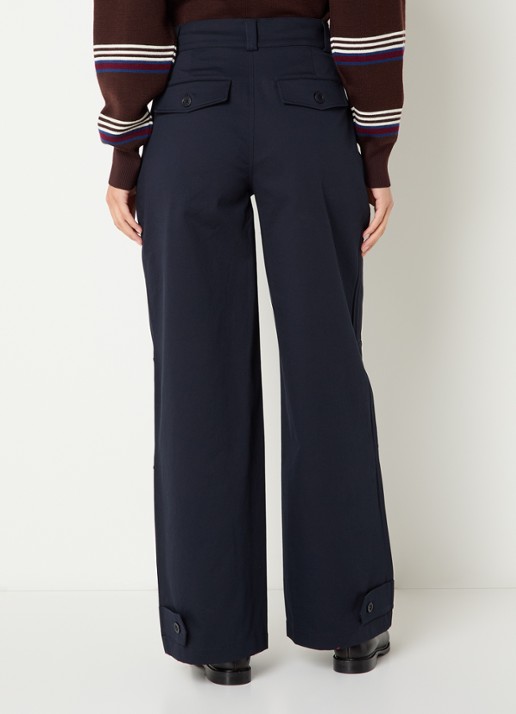 Claudie Pierlot High waist straight leg pantalon met steekzakken - achterkant 4 donkerblauw