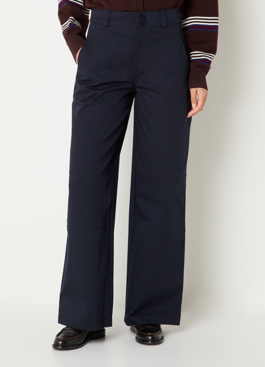 Claudie Pierlot High waist straight leg pantalon met steekzakken - detail 3 donkerblauw