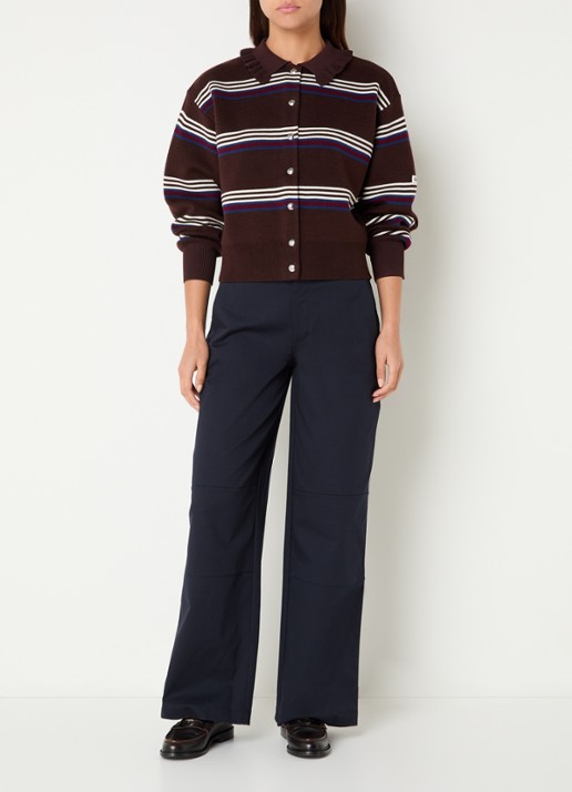 Claudie Pierlot High waist straight leg pantalon met steekzakken - voorkant 2 donkerblauw