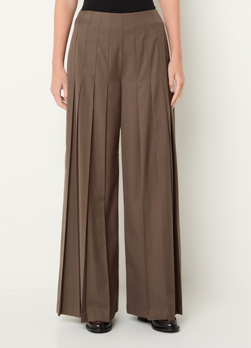 Claudie Pierlot High waist wide fit broek met plooien