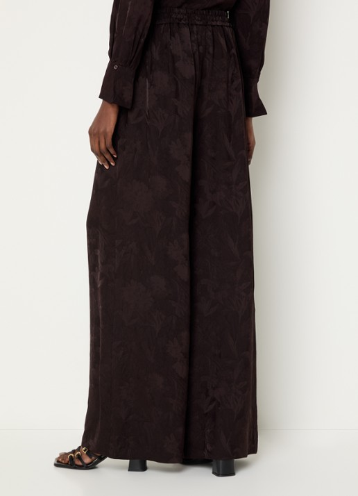Claudie Pierlot High waist wide fit broek met print - achterkant 2 donkerbruin