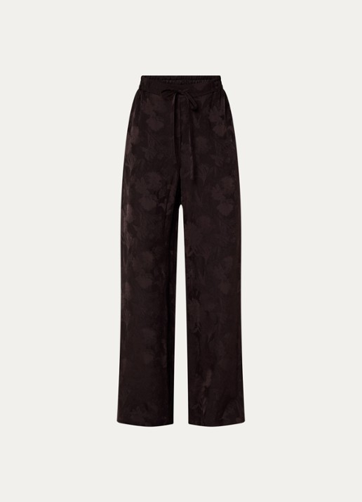 Claudie Pierlot High waist wide fit broek met print - voorkant 3 donkerbruin