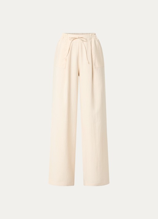Claudie Pierlot High waist wide fit broek met steekzakken - voorkant creme